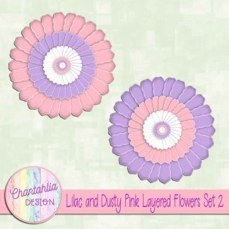Free lilac and dusty pink layered paper flowers set 2