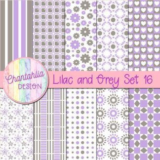 Free lilac and grey digital paper patterns set 16