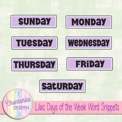 Free lilac days of the week word snippets