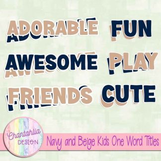 Free navy and beige kids one word titles