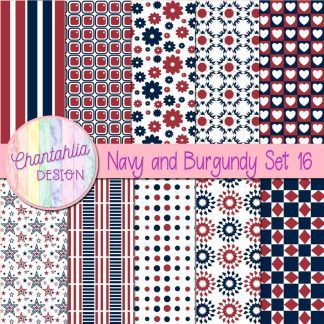 Free navy and burgundy digital paper patterns set 16