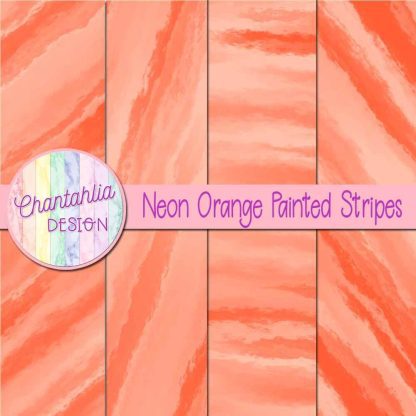 Free neon orange painted stripes digital papers