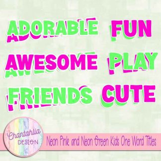 Free neon pink and neon green kids one word titles