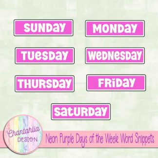 Free neon purple days of the week word snippets