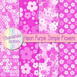 Free neon purple simple flowers digital papers