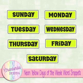 Free neon yellow days of the week word snippets