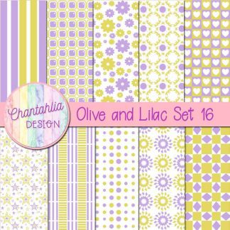 Free olive and lilac digital paper patterns set 16