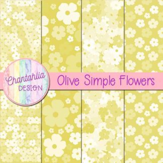 Free olive simple flowers digital papers