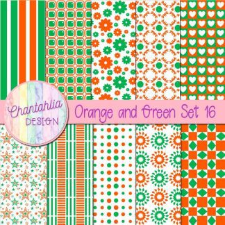 Free orange and green digital paper patterns set 16