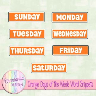 Free orange days of the week word snippets