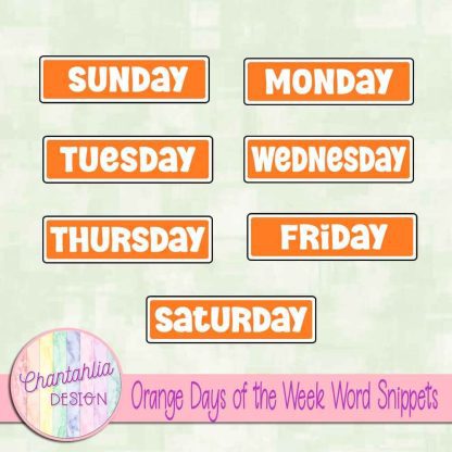 Free orange days of the week word snippets