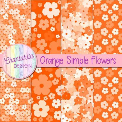 Free orange simple flowers digital papers