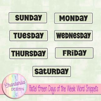 Free pastel green days of the week word snippets