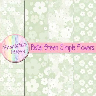 Free pastel green simple flowers digital papers