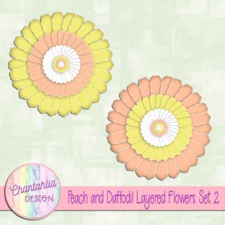 Free peach and daffodil layered paper flowers set 2