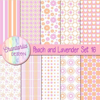 Free peach and lavender digital paper patterns set 16