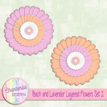 Free peach and lavender layered paper flowers set 2