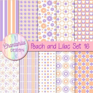 Free peach and lilac digital paper patterns set 16