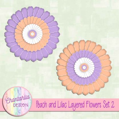 Free peach and lilac layered paper flowers set 2