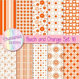 Free peach and orange digital paper patterns set 16