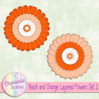 Free peach and orange layered paper flowers set 2