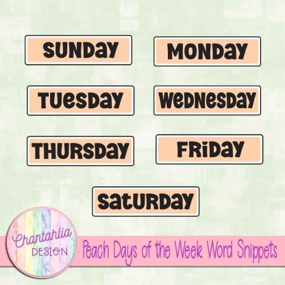 Free peach days of the week word snippets