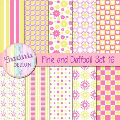 Free pink and daffodil digital paper patterns set 16