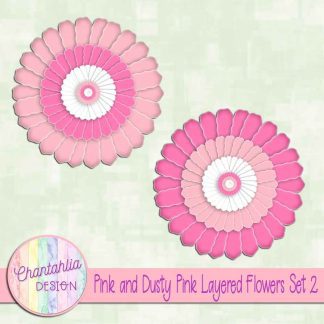 Free pink and dusty pink layered paper flowers set 2