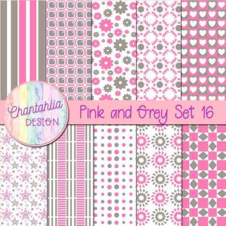 Free pink and grey digital paper patterns set 16
