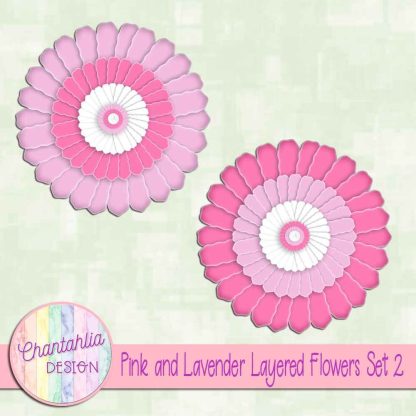 Free pink and lavender layered paper flowers set 2