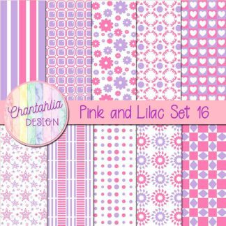 Free pink and lilac digital paper patterns set 16