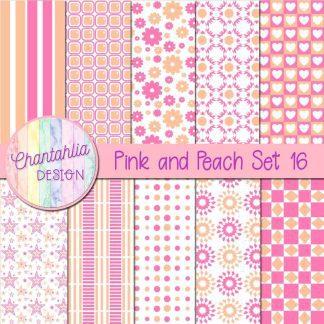 Free pink and peach digital paper patterns set 16