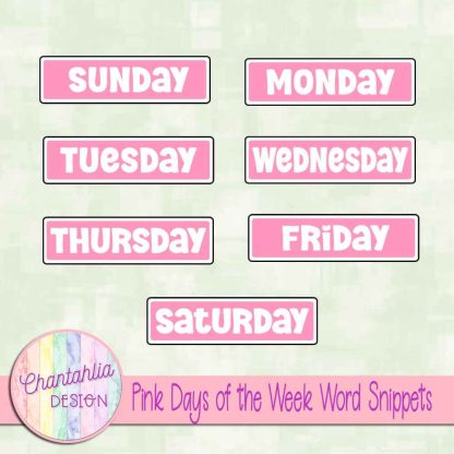 Free pink days of the week word snippets