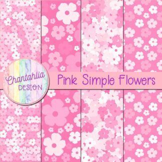 Free pink simple flowers digital papers