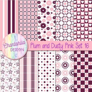Free plum and dusty pink digital paper patterns set 16