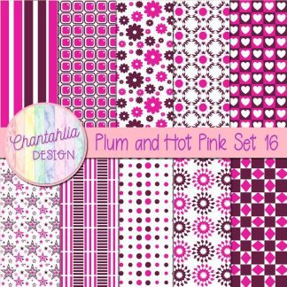 Free plum and hot pink digital paper patterns set 16