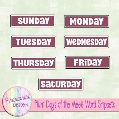 Free plum days of the week word snippets
