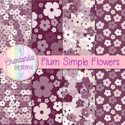 Free plum simple flowers digital papers