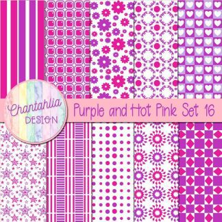 Free purple and hot pink digital paper patterns set 16