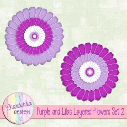 Free purple and lilac layered paper flowers set 2