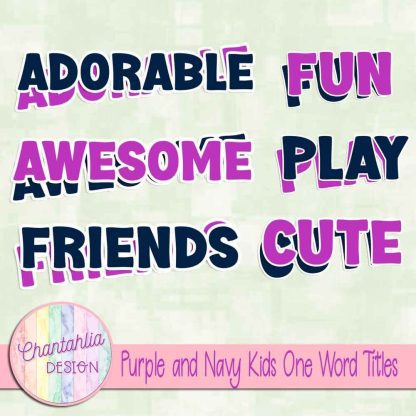 Free purple and navy kids one word titles