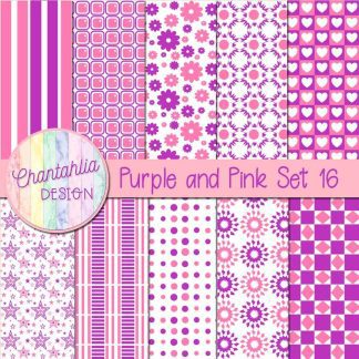 Free purple and pink digital paper patterns set 16