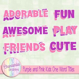 Free purple and pink kids one word titles