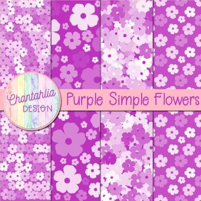 Free purple simple flowers digital papers