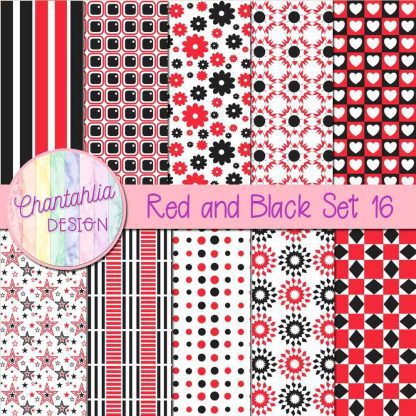 Free red and black digital paper patterns set 16