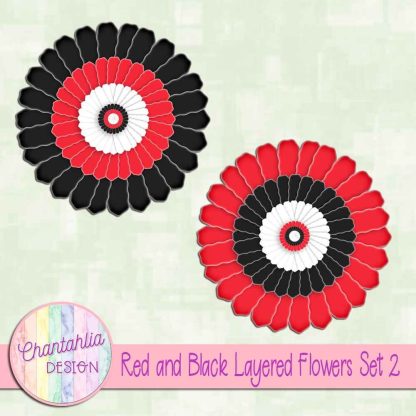 Free red and black layered paper flowers set 2