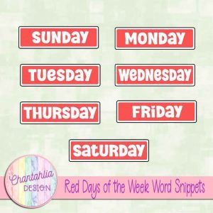 Free Days of the Week Word Snippets in Red