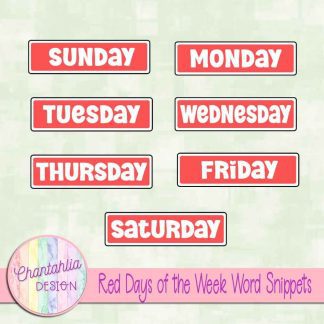 Free red days of the week word snippets