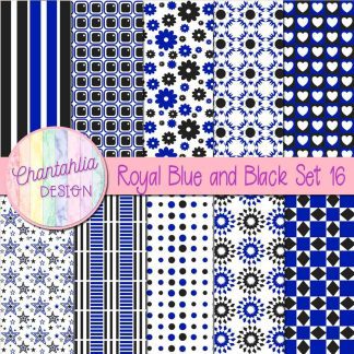 Free royal blue and black digital paper patterns set 16