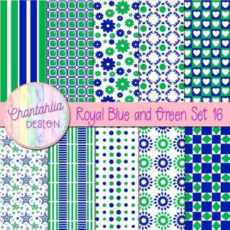 Free royal blue and green digital paper patterns set 16